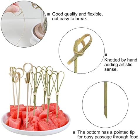 Bekeify Bamboo Cocktail Sticks 300 Pcs 12cm Wooden knotted Skewers Bamboo Toothpicks Fruit Sticks Food Picks Cocktail Swizzle Picks for Food Christmas Birthday Party Appetizer Cocktail Dessert Fruit