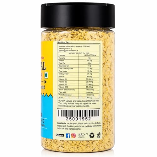 Image of Flavoma Nutritional FORTIFIED Yeast Flakes 60gm (Rich in Vitamin B1, B2, B6, B12), Source of Folic Acid, Gluten-Free, Vegan Cheese Flavor | Plant Based Seasoning for Cooking, Baking, and Snacks