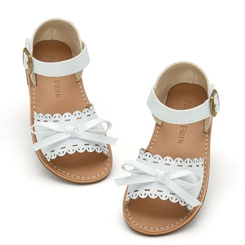 Image of Felix & Flora Toddler Girl Sandals - Little Girl Easter Dress Shoes Lightweight Open Toe Beach Holiday Flats