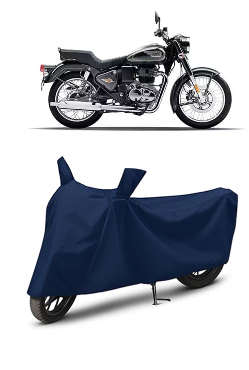 Image of Waterproof Bike Cover for Royal Enfield Bullet 350 | All Weather Protection from Rain, Dust, UV Rays & Scratches with Mirror Pockets & Buckle Belt | Bullet 350 Bike Cover