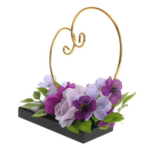 NOLITOY Heart Shaped Organizer with Fake Floral Arrangement Elegant Display for Rings Earrings Necklaces Table Centerpiece for Weddings Engagements