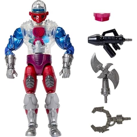 Masters of the Universe Masterverse 7-Inch Action Figure, New Eternia Roboto, Motu Toy Hero with Clear Mechanical Torso, 30 Articulations Cover