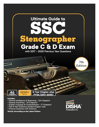 Image of Disha Ultimate Guide to SSC Stenographer Grade C & D 2026 Exam with 2017 - 2025 Previous Year Questions 7th Edition