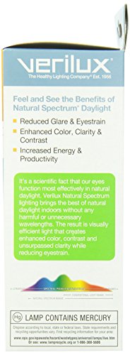 Verilux 3-Way Natural Spectrum Spiral Compact Fluorescent Bulb, Single Pack #TOP2