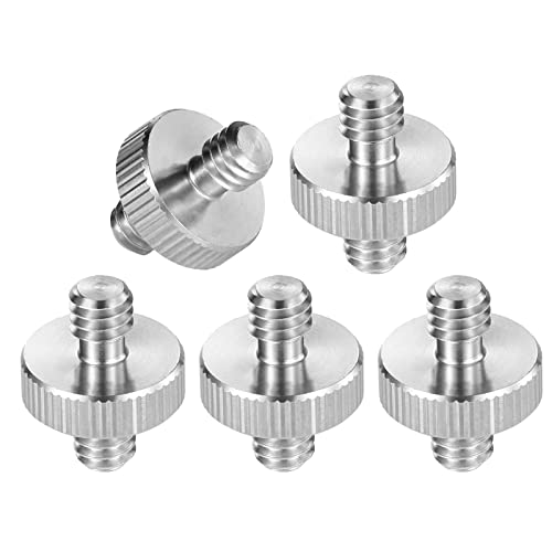 5 Pieces 1/4" Male to 1/4" Male Threaded Screw Adapter Camera Tripod Screws Converter Kit for Camera Cage/Shoulder Rig/LED Panel