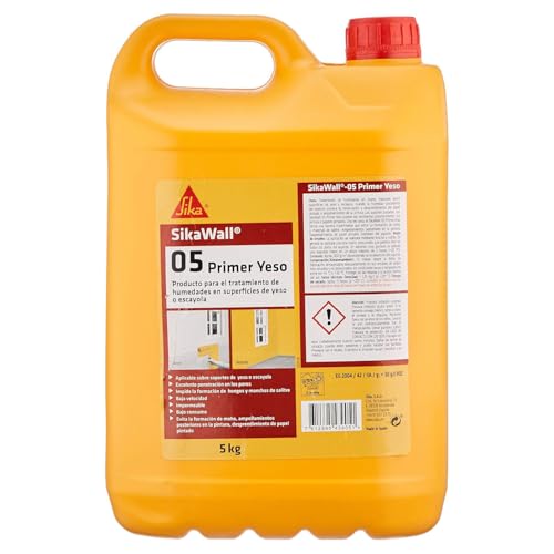 SIKA - Resina acrílica - SikaWall-05 Yeso - Blanco - Lista para su para tratamiento de humedades en muros interiores de yeso o escayola - 5kg