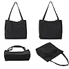 Etercycle Women's Canvas Tote Bag, Casual Shoulder Bags Big Capacity Hobo Bags with Interior Pocket for School Shopping Work Travel (Black) #5
