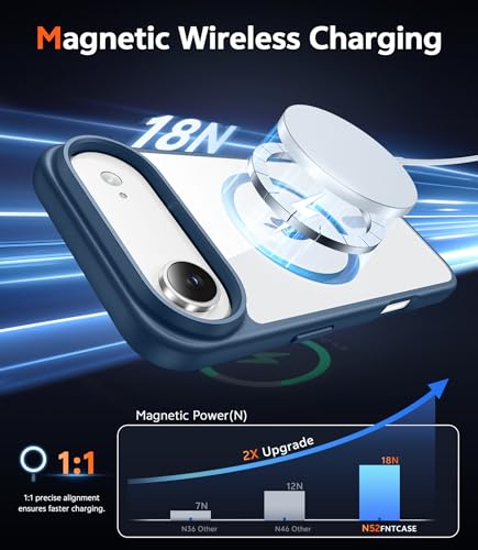 Image of FNTCASE for iPhone Air Case Clear: Magnetic Phone Cases with Screen Protector Drop Proof Compatible with Magsafe Slim Anti Yellowing Rugged Shockproof Protective Transparent Cell Cover (B-Blue)