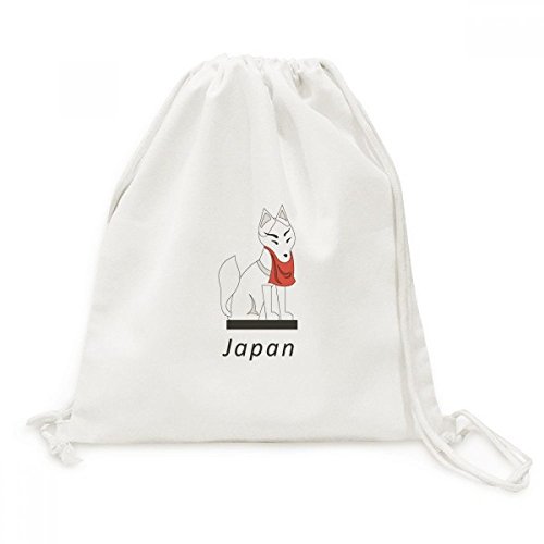 Sac à dos à cordon en toile épaisse avec illustration artistique fox