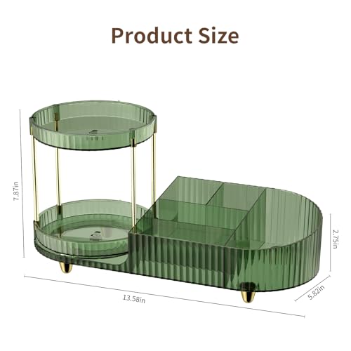 Image of 360 Rotating Makeup Organizer for Vanity, 2 Small Trays & 5 Compartments for Cosmetics, Skincare, Perfume, Lipstick & Make up Brush Holder, Bathroom Countertop Organizers and Storage for Dresser, Desk