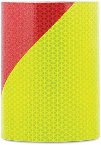 Safe Way Traction 6" x 10' Roll Orafol Oralite V98 Conformable Pre-Striped Chevron Fluorescent Lime Yellow and Red Striped Reflective Safety Tape Right Hand Slant