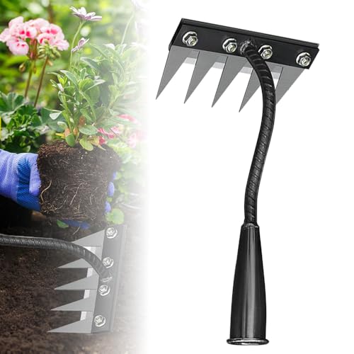 2025 Upgrade Iron Weeding Rake 2.0, 5/6/7/8 Teeth Carbon Steel Ga...