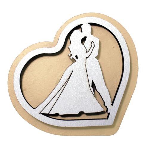  DLM 35008 (Kit 12 Pezzi) Calamita Magnete Cuore in Legno Sposi Cuore Confettata Segnaposto bomboniera