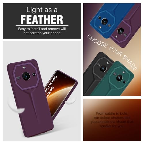 Image of WOW IMAGINE Slim Back Cover for Realme Narzo 60 PRO | 11 PRO | 11 PRO Plus 5G | Blade Series Ultra Thin Case | Camera Protection | Soft Matte Silicone Flexible Mobile Case - Purple