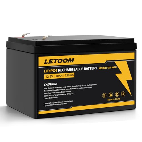 12V 10Ah LiFePO4 Battery 2000+ Deep Cycle Rechargeable Lithium Battery Power Solution for UPS Compatible for Razor e200/e200s/e225/e300/mx350 Power Wheels Fish Finder with 10A BMS (1 Pack)