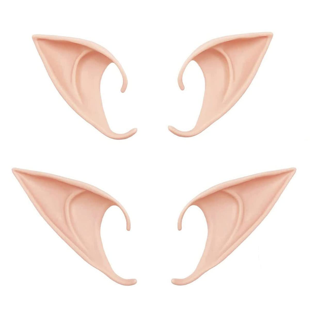 BOBOZHONG Latex Elf Ear,2 Pairs Latex Alien Ears Elven Ears Pixie Fairy Ears Soft Pointed Ear Cosplay Halloween Christmas Party Props for Halloween,Costume Party(10cm 12cm)