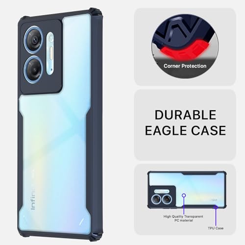 Image of Pikkme Infinix HOT 30 5G Back Cover | Crystal Clear Transparent Back | Ultra Hyrbid | Full Camera Protection | Raised Edge | Bumper Back Case (Blue)