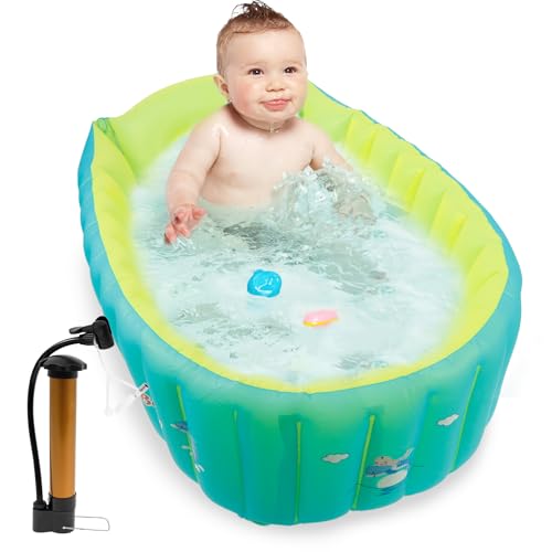 Gonfiabile e pieghevole: la vasca da bagno portatile viene gonfiata quando necessario e sgonfiata quando non in uso. Dopo la piegatura, è compatto, 25×20×6 cm e facile da trasportare.