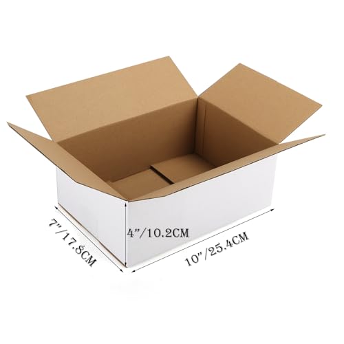 Image of 10x7x4 Shipping Boxes Set of 40, 3 Layers E Watts White Corrugated Cardboard Small Business Packing Box for Mailing, Moving
