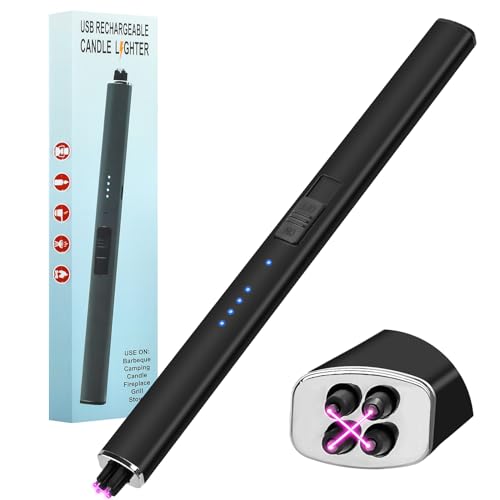 Valentines Day Gifts for Him Her: Boyfriend Husband Wife Electric Lighter Candle Lighter Rechargeable Windproof Flameless Dual Arc Camping Kitchen USB Lighters with Safety Lock Gifts for Men Women