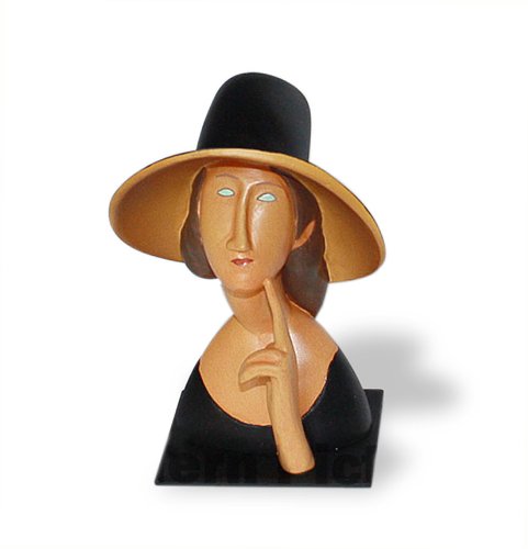 Amedeo Modigliani Jeanne Hebuterne nachdenkliche Mujer con sombrero Escultura Figura de plástico