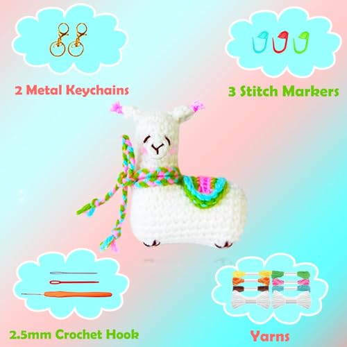 Yarniss Crochet Kit for Beginners, Crochet Animal Kit for Alpaca with Step-by-Step Video Tutorials - Thumbnail 2