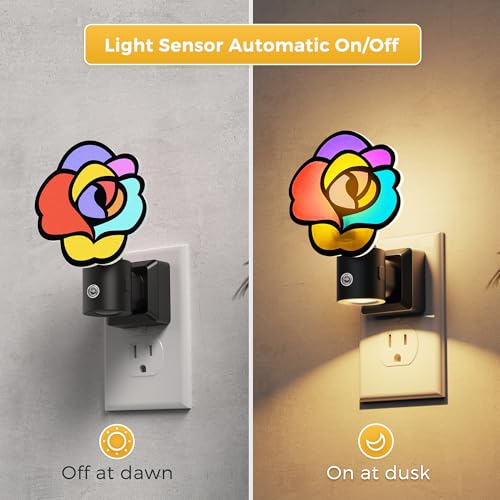 Image of L LOHAS LED Night Lights Plug into Wall, Night Light with Light Sensor, 3000K Soft White, 0-100LM Brightness Adjustable, Acrylic Rose Nightlight for Bathroom Bedroom Hallway[2 Pack]