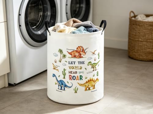 Image of Baby Laundry Hamper kids laundry Basket Waterproof Laundry Bag for Bedroom Clothes Organizer Room Decor(Dinosaur)