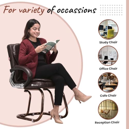 Image of GOYALSON Deluxe Cushioned Office Home Study Chair with Chrome Durable Frame and Cushioned seat Back (4, Coffee, Copper Coated Double Pipe Frame)