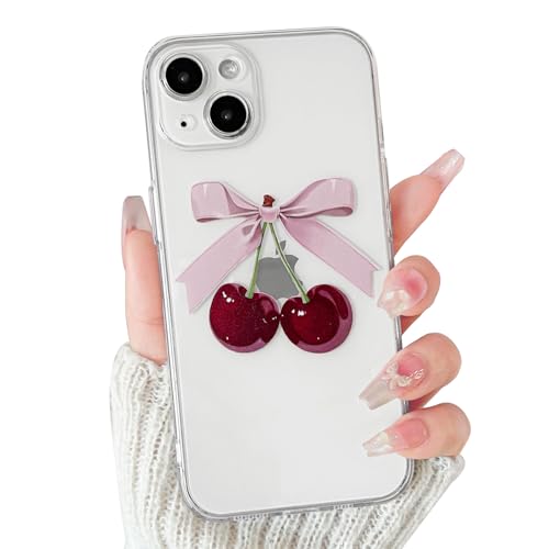 Lovmooful for iPhone 14 Case Cute Clear Cherry Bowknot-Single Bow by Lovmooful - Used condition - US$7.49