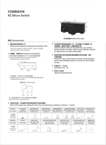 Interruptor de límite RZ-15GD-B3 para sustitución en maquinaria industrial pack de 10 piezas 4