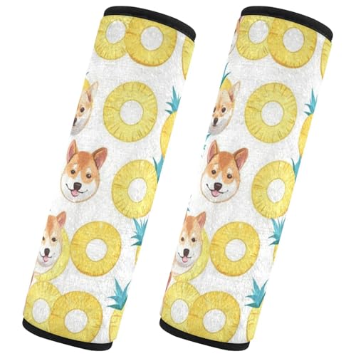 Seat Belt Covers 2 Pack Cute Cartoon Dog Car Seat Strap Covers Super Soft Pineapple Slices Car Seat Neck Cover for Boys Girls Adults Babies S