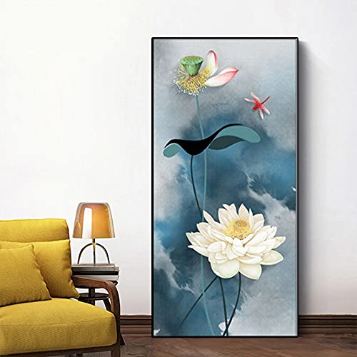 Point De Croix Diamant Lotus Blanc Grand Format Contre Murs Vides