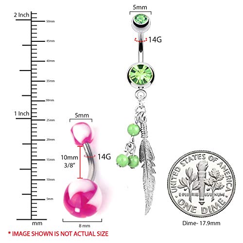 Bodyj4You 65 Belly Button Rings Dangle Bars Aftercare Saline Cleanser Spray 14G Acrylic Stainless Steel Blue Cz Crystals Navel Women Girl Teen Body Bar Jewelry Gift Set #TOP5