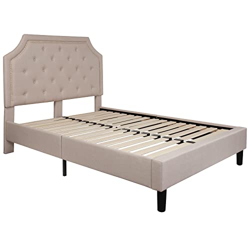 Flash Furniture Brighton Full Size Tufted Upholstered Platform Bed In Beige Fabric - Sl-Bk4-F-B-Gg #TOP3