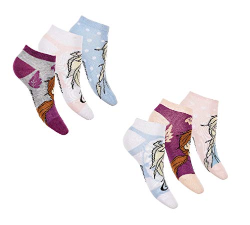 Mädchen Sneaker Socken | Die Eiskönigin Frozen Füßlinge | 6 Paar 23-26 / m