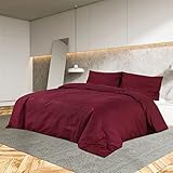 Color: burdeos TEKEET Home & Garden Linens & Bedding - Juego de funda nórdica de microfibra ligera, color burdeos, 220 x 240 cm