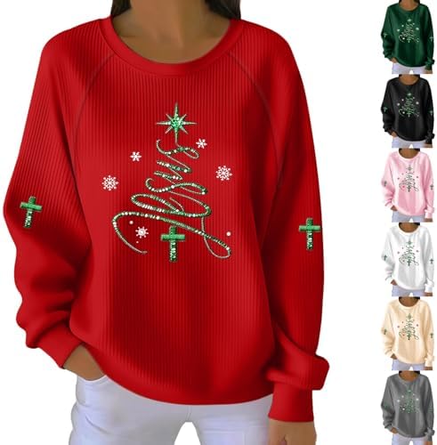 Christian Christmas Sweatshirts for Women Oversized Crew Neck Tre...