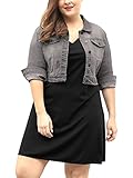uxcell Women's Plus Size Button Closed Cropped Denim Jackets Stitching 2024 4X Gray