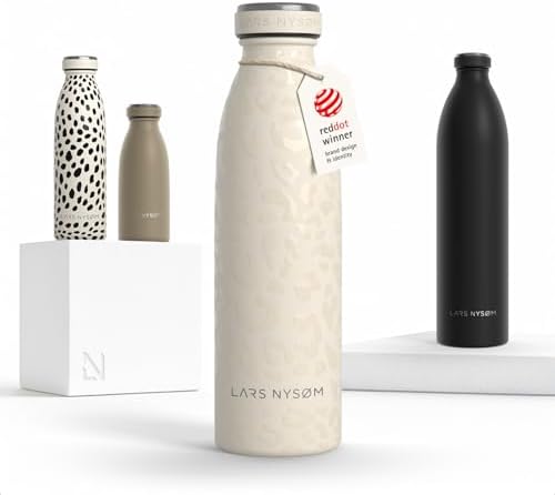 LARS NYSØM Trinkflasche 500ml - Trinkflasche Edelstahl - Thermosflasche | Hält 12h warm und 24h kalt - Auslaufsichere Wasserflasche - Kohlensäure geeignet - Doppelwandig - Für Spor