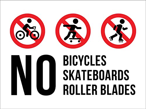 Señal De Advertencia, No Bicicletas Patinetas Patines En Línea Cartel Prohibido Resistente Placa Metal Personalizado Cartel Placa Para Exteriores Interiores,20X30Cm