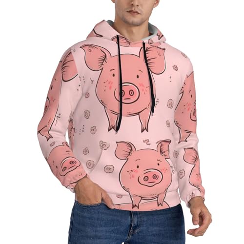 Sweat à capuche homme imprimé cochon rouge style décontracté XXL noir