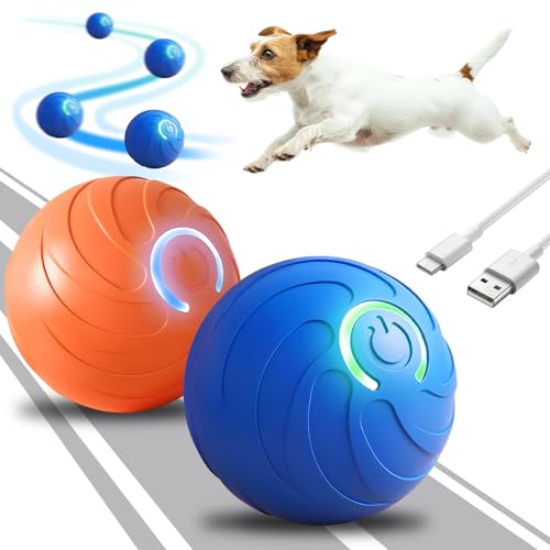 xinrongda 2 Stück Interaktives Hundespielzeug, Interaktiver Spielball für Hunde, Elektrisch Magic Ball, Intelligentes Hundespielzeug mit LED-Lichtern, interaktiver Ballfür Welpen, Klein