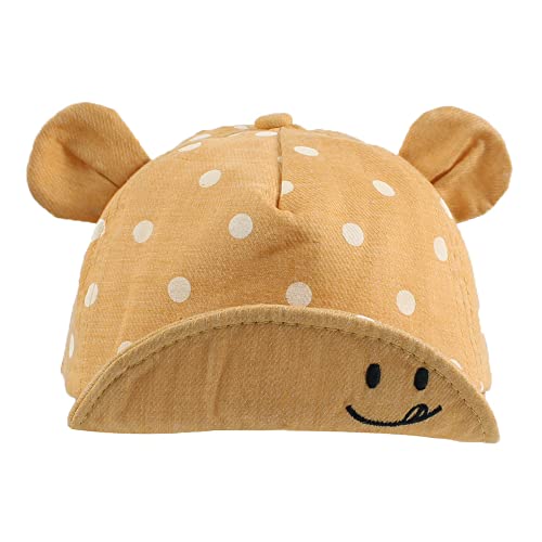 JANGANNSA Polka Baby Baseball Caps Infant Toddler Sun Cap Boys Girls Summer Hat with Bear Ears 6-24Months(Yellow)