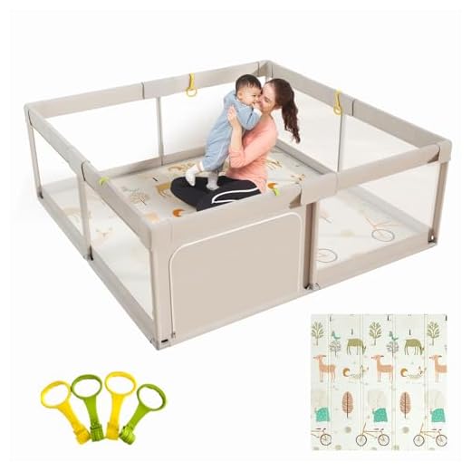 Mloong Baby Playpen with Mat, 71x59 Inches Extra Large Playpen for Babies and Toddlers, Indoor & Outdoor Activity Center, Safety Baby Fence with Gate