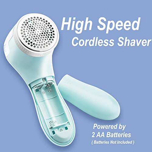 Feeke Fabric Shaver - Lint Shaver Electric Sweater Shaver Lint Remover, Battery Operated - Fuzz, Pill, Lint Remover For Clothes, Legging, Sofa, Curtain, Socks - With 2 Extra Blades, Light Blue #TOP2