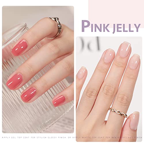 Gaoy Solid Gel Polish Palette, 6 Jelly Nude Pink Colors Uv Light Cure Cream Gel Nail Polish Kit With Nail Brush For Nail Art Diy At Home Or Travel #TOP2
