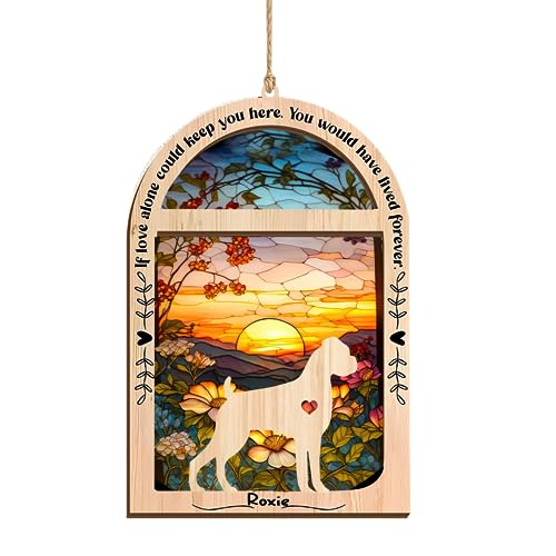 LOVELYPOD Personalized Boxer Christmas Ornament Suncatcher, Boxer Ornament with Name, Pet Loss, Gifts for Dog Lovers Loss of Dog, Memory Remember Dog, Sympathy Dog Window, Dog in Haven