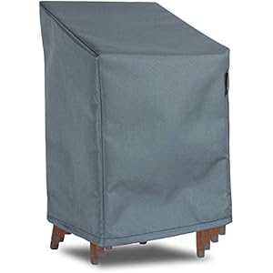 HENTEXschutzhülle gartenstühle aufeinandergestapelte Gartenstühle, Wasserdicht, Winddicht, UV-Beständiges, Mit Zugband und Befestigungsclips, bis zu 4 Stühle, Grau, 75x78DxH65/110 cm