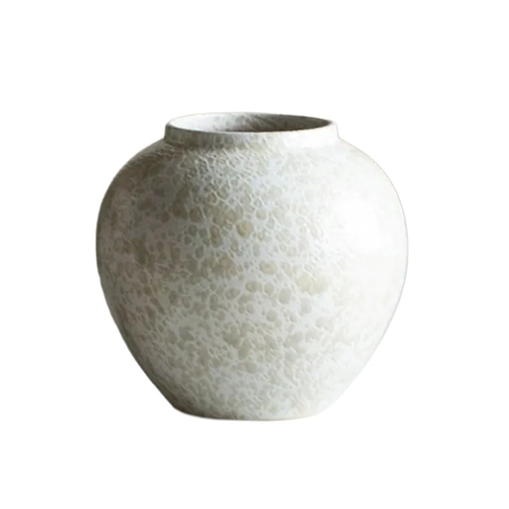 HRGKLMN Ceramic vase with speckled texture glaze, Wabi-Sabi ceramic vase for dried flowers, lotus branches, hand-glazed flower vase as a gift for housewarming and wedding,S